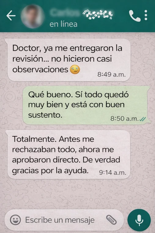 Estudiante cuenta que su revisión volvió casi sin observaciones tras la asesoría