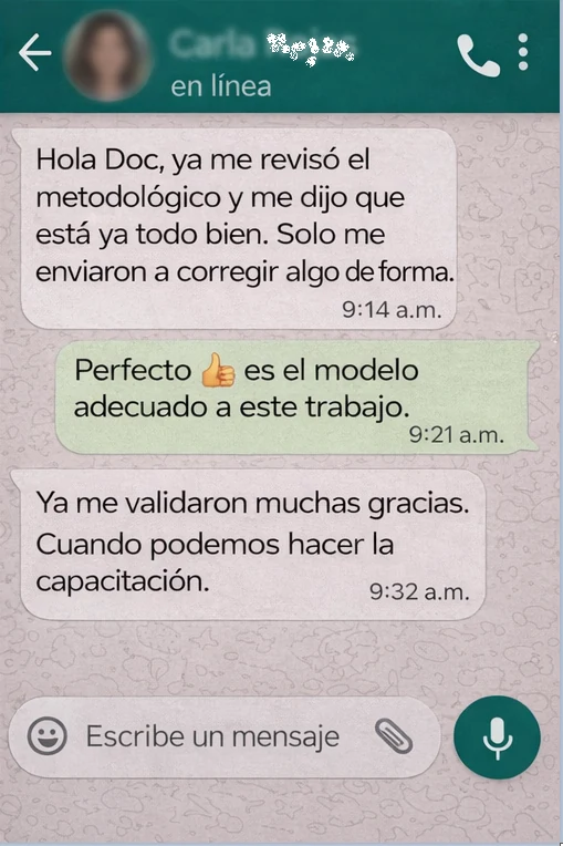 Estudiante indica que su capítulo metodológico fue validado